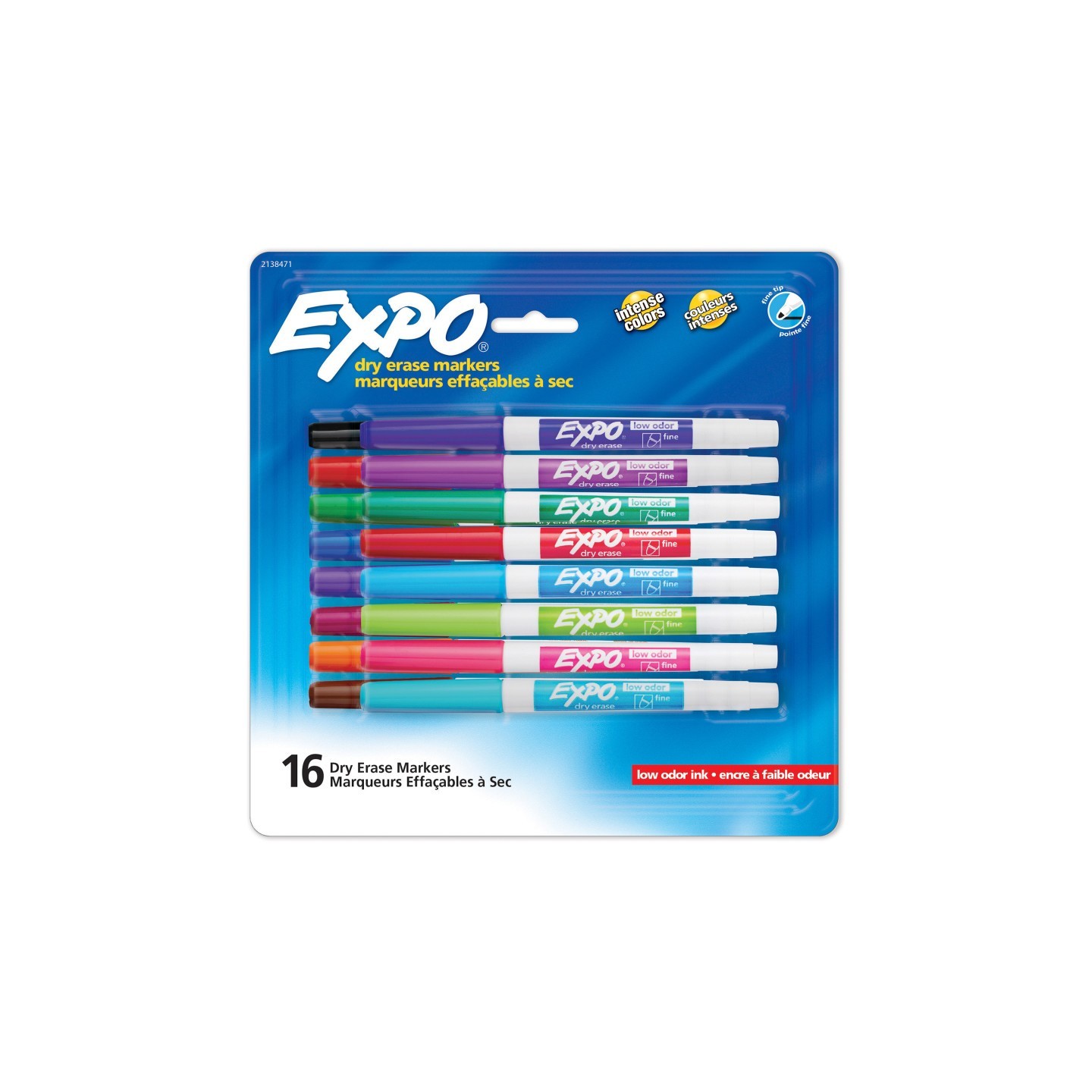 EXPO® Dry Erase Markers, Whiteboard Markers with Low Odor Ink, Fine Tip, Assorted Vibrant Colors, 16 Count