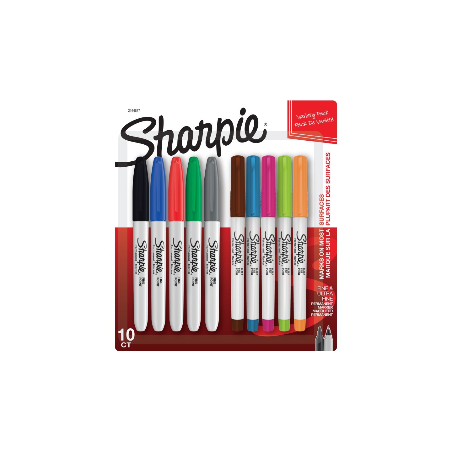 Sharpie® Fine and Ultra Fine Permanent Markers, Assorted, Pack of 10