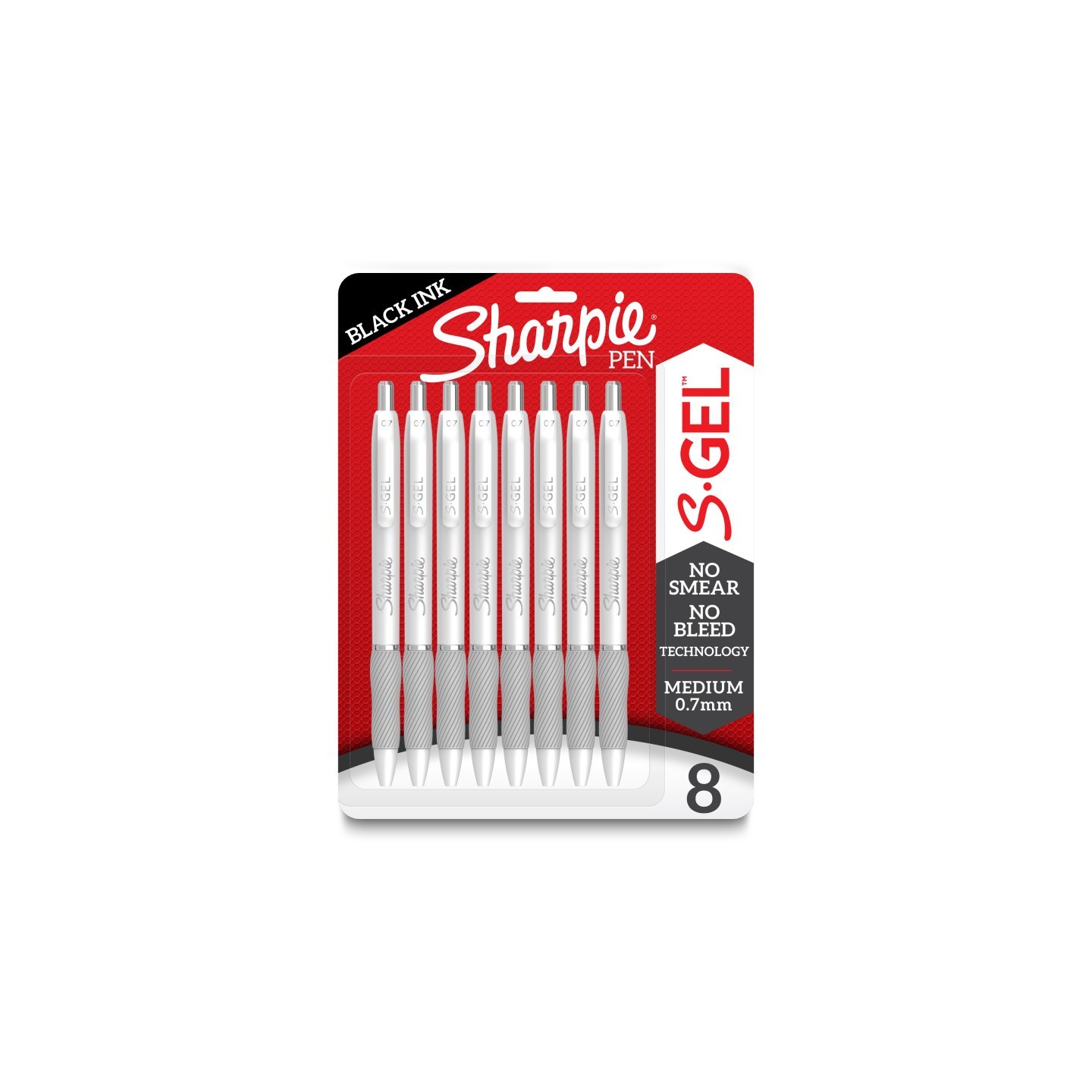 Sharpie® S-Gel, Gel Pens, Medium Point (0.7mm), Pearl White Body, Black Gel Ink Pens, 8 Count