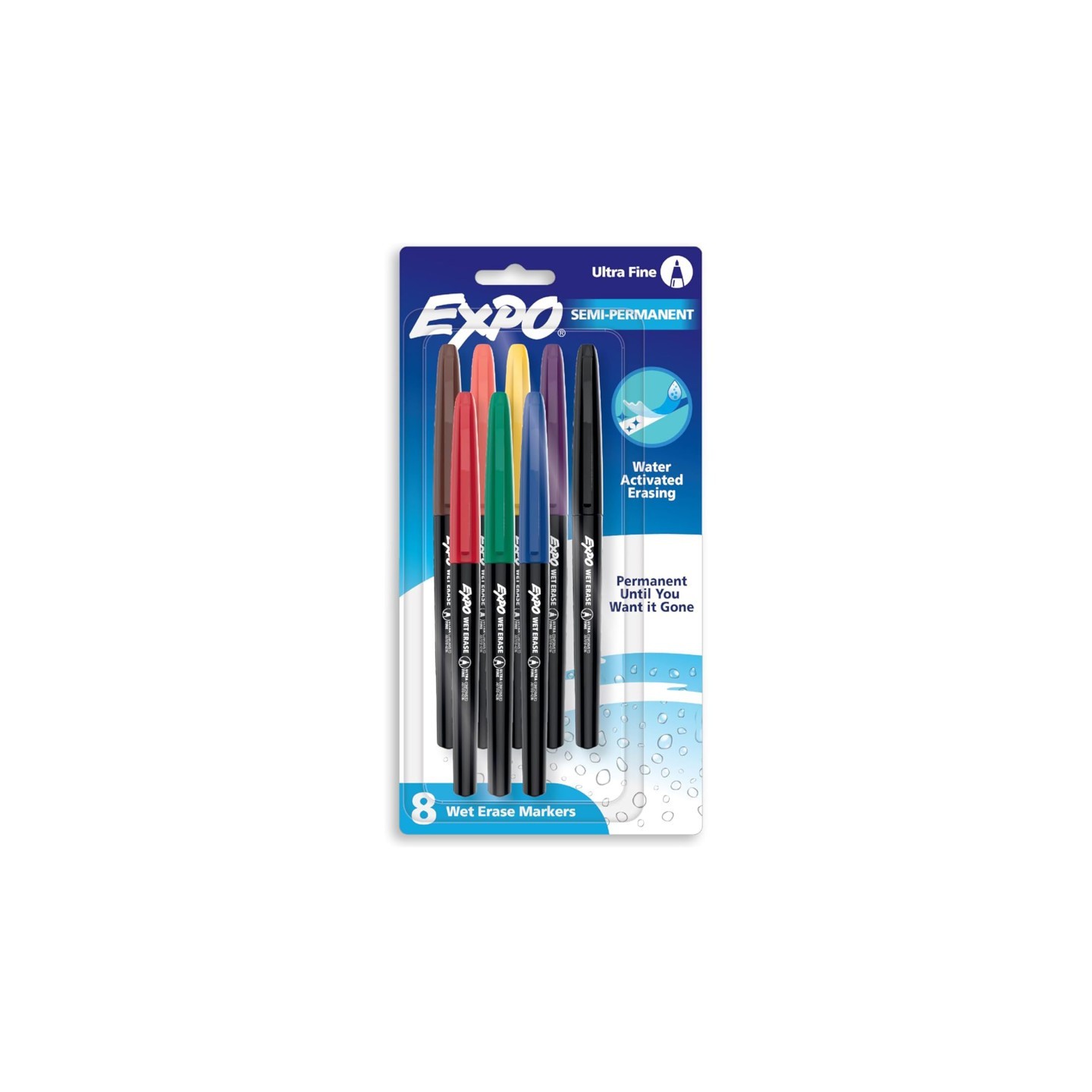 EXPO® Vis-a-Vis Wet Erase Markers, Fine Point, Assorted, 8 Count