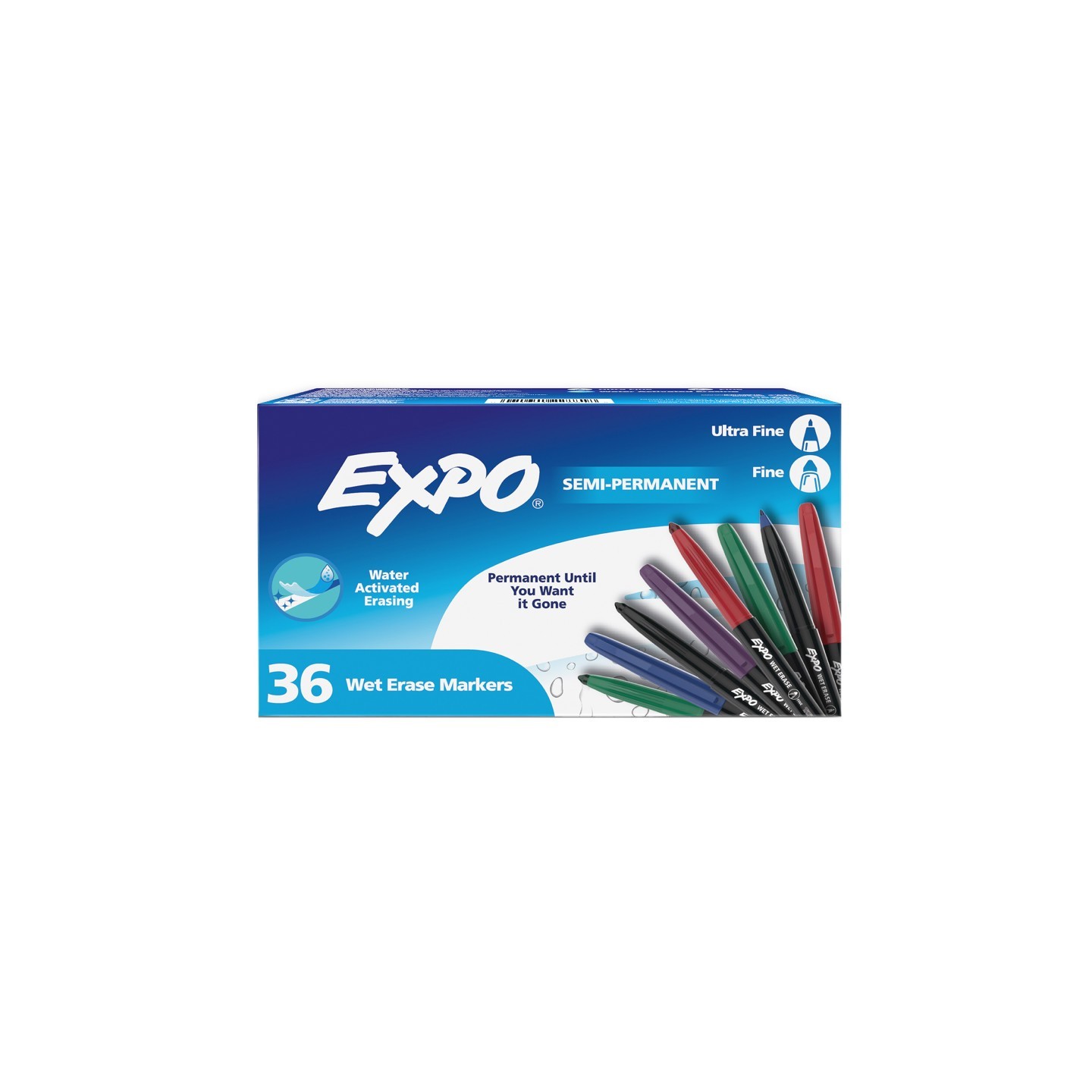 EXPO® Vis-a-Vis Wet Erase Markers, Fine & Ultra Fine Point, Assorted, 36 Count