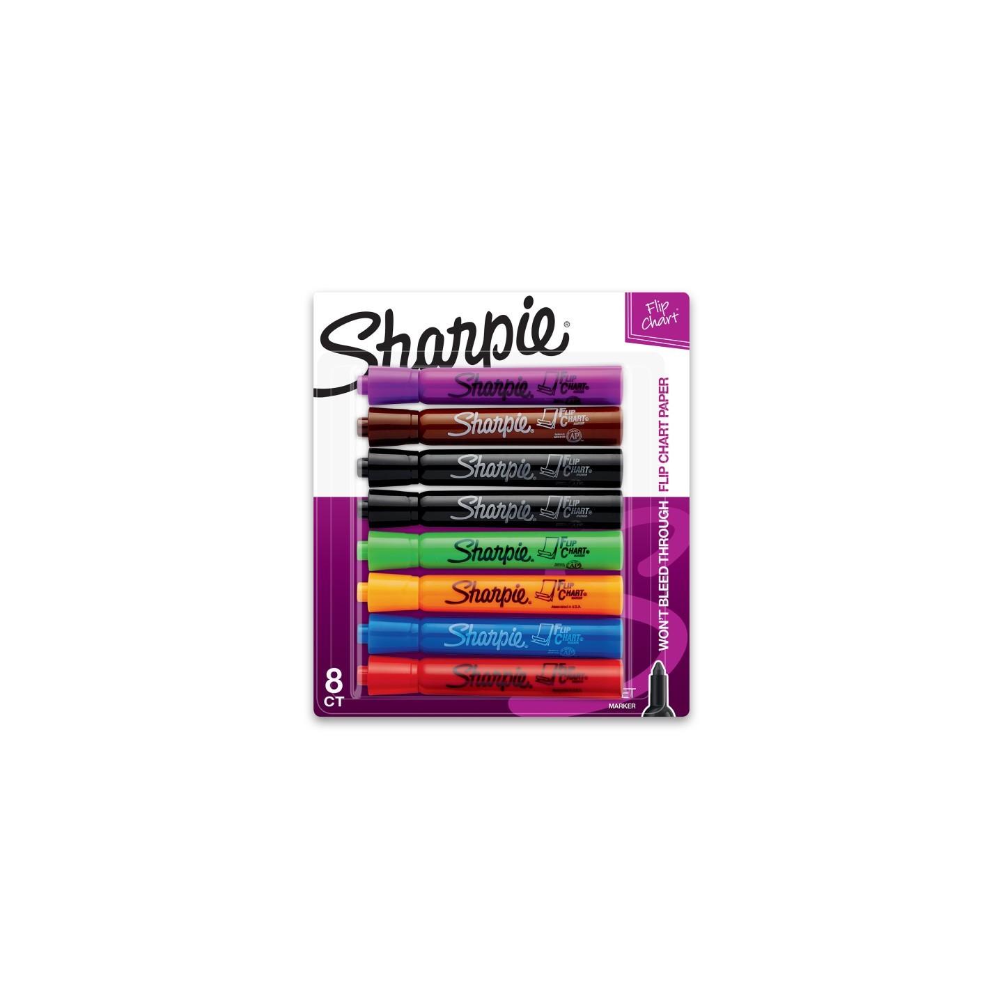 Sharpie® Flip Chart Markers, Bullet Tip, Assorted Colors, 8 Count