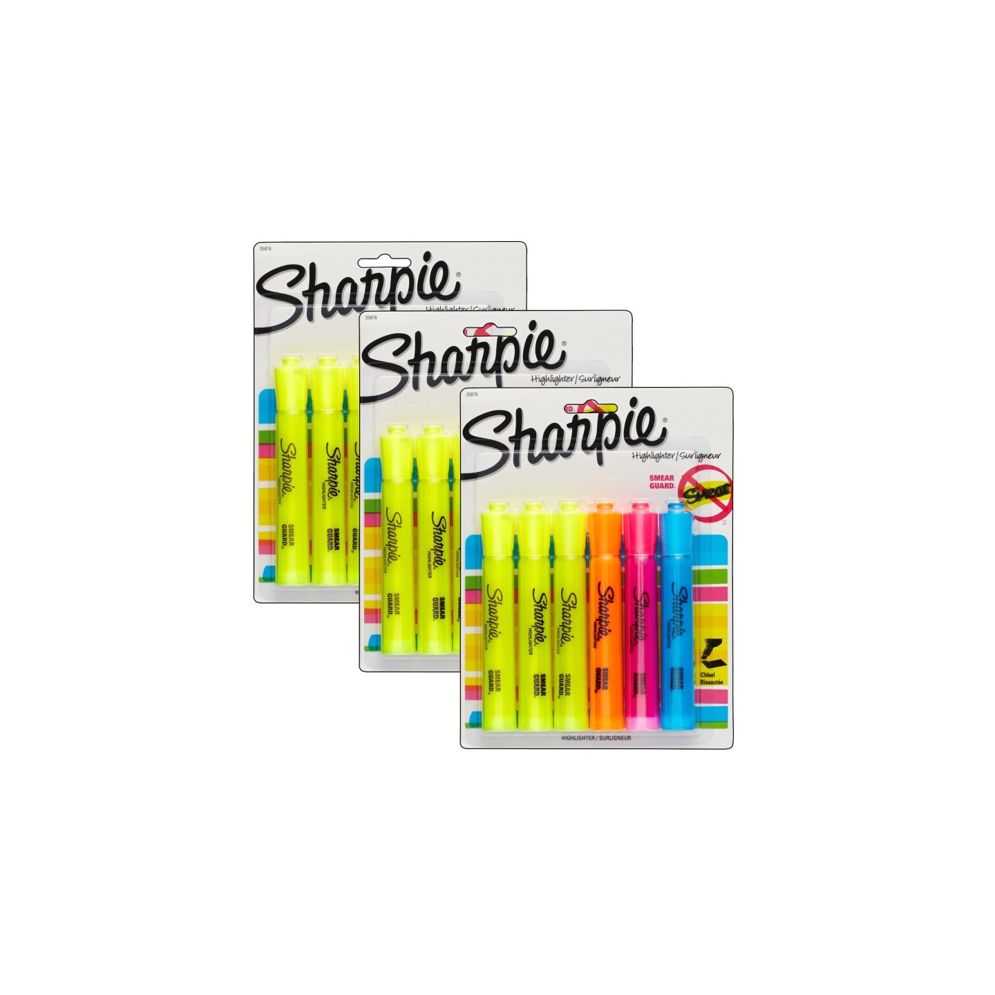 Sharpie® Tank Highlighter, Assorted Colors, 6 Per Pack, 3 Packs