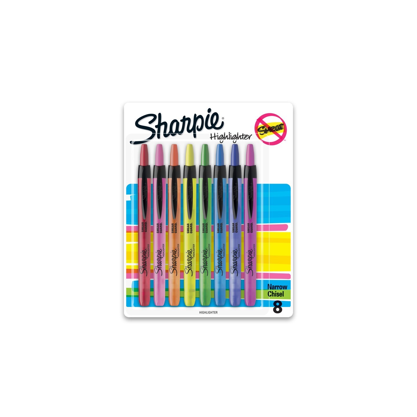Sharpie® Retractable Highlighters, Chisel Tip, Assorted, 8 Count