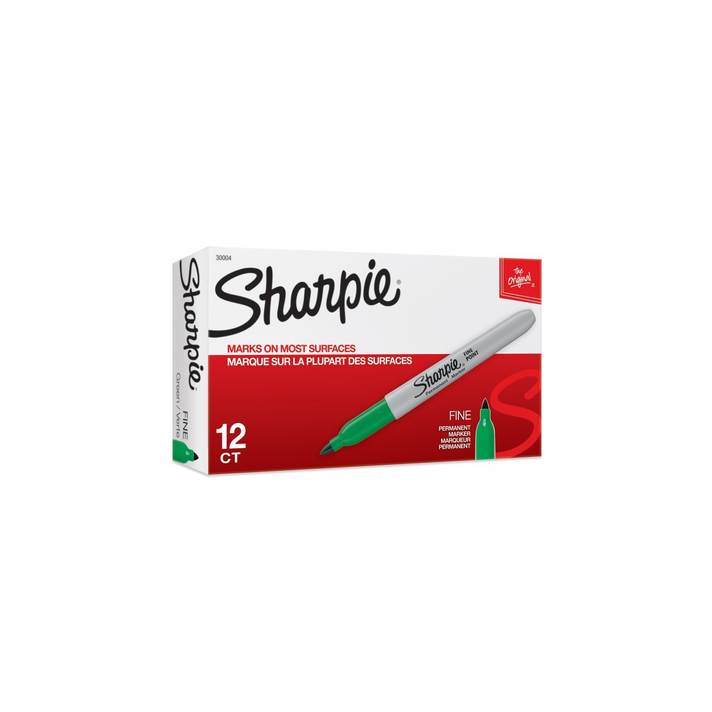 Sharpie® Fine Point Permanent Marker, Green, Box of 12
