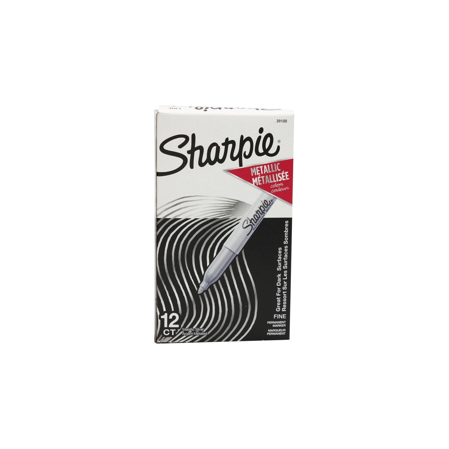 Sharpie® Metallic Permanent Markers, Fine Point, Silver, Box of 12