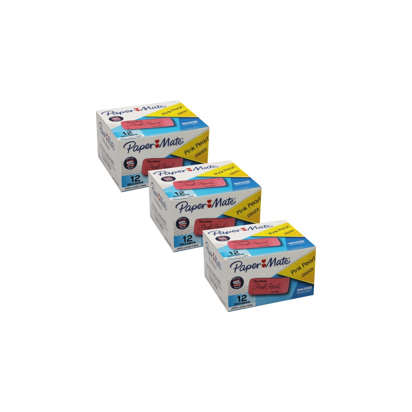 Paper Mate® Pink Pearl® Eraser, Large, 12 Per Pack, 3 Packs