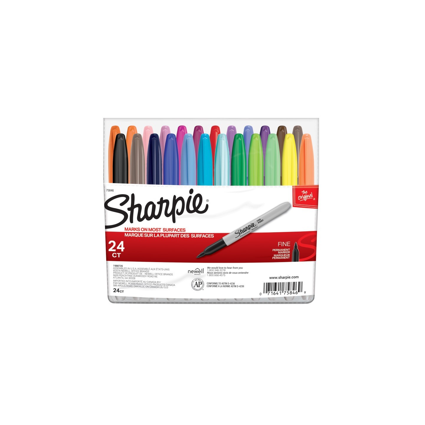 Sharpie® Fine Point Markers, Assorted Colors, Pack of 24