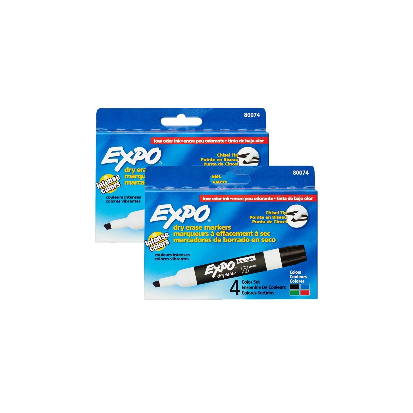 EXPO® Low Odor Dry Erase Markers, Assorted, 4 Per Pack, 2 Packs