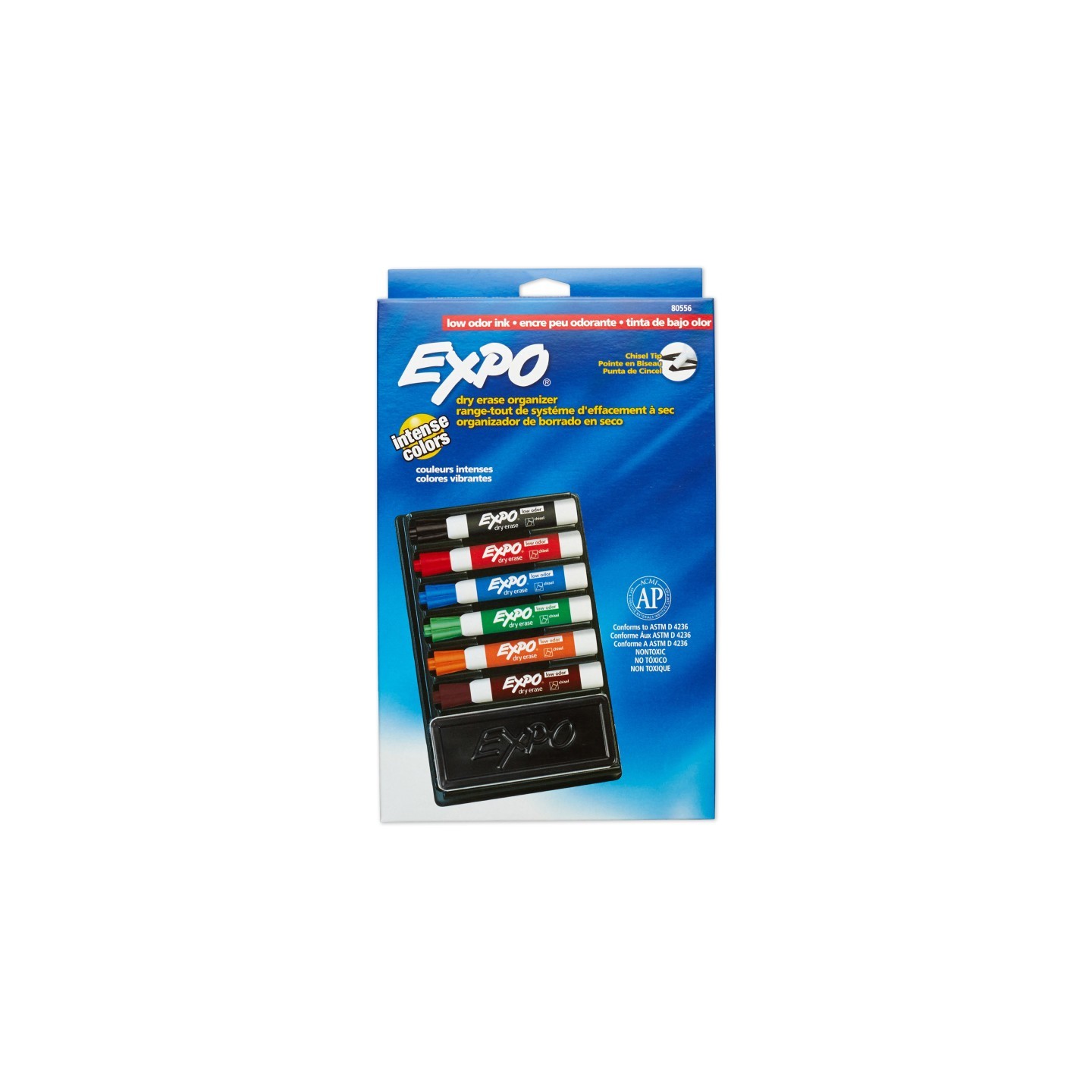 EXPO® Low Odor Dry Erase Marker Set with 6-Marker Organizer and Eraser