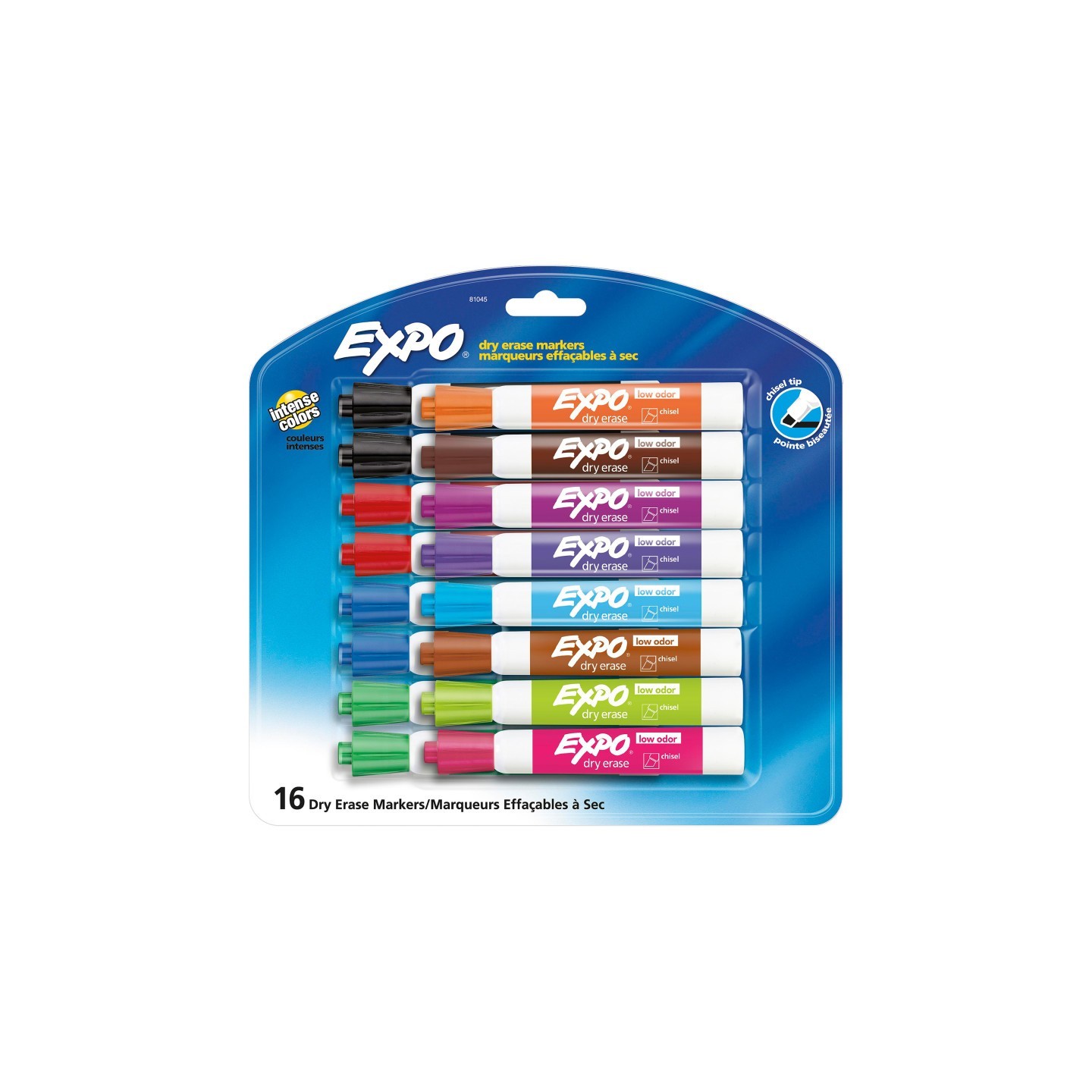EXPO® Low Odor Dry Erase Marker, Chisel Tip, Assorted, Pack of 16