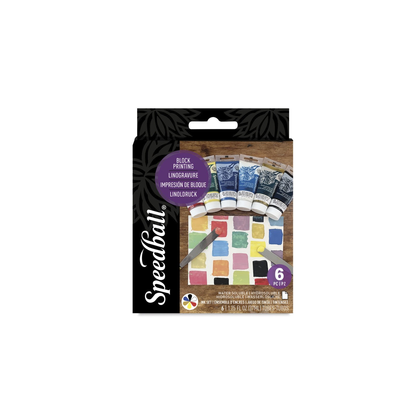 Speedball® Water-Soluble Block Printing Ink, Starter Colors, 1.25 oz, Set of 6