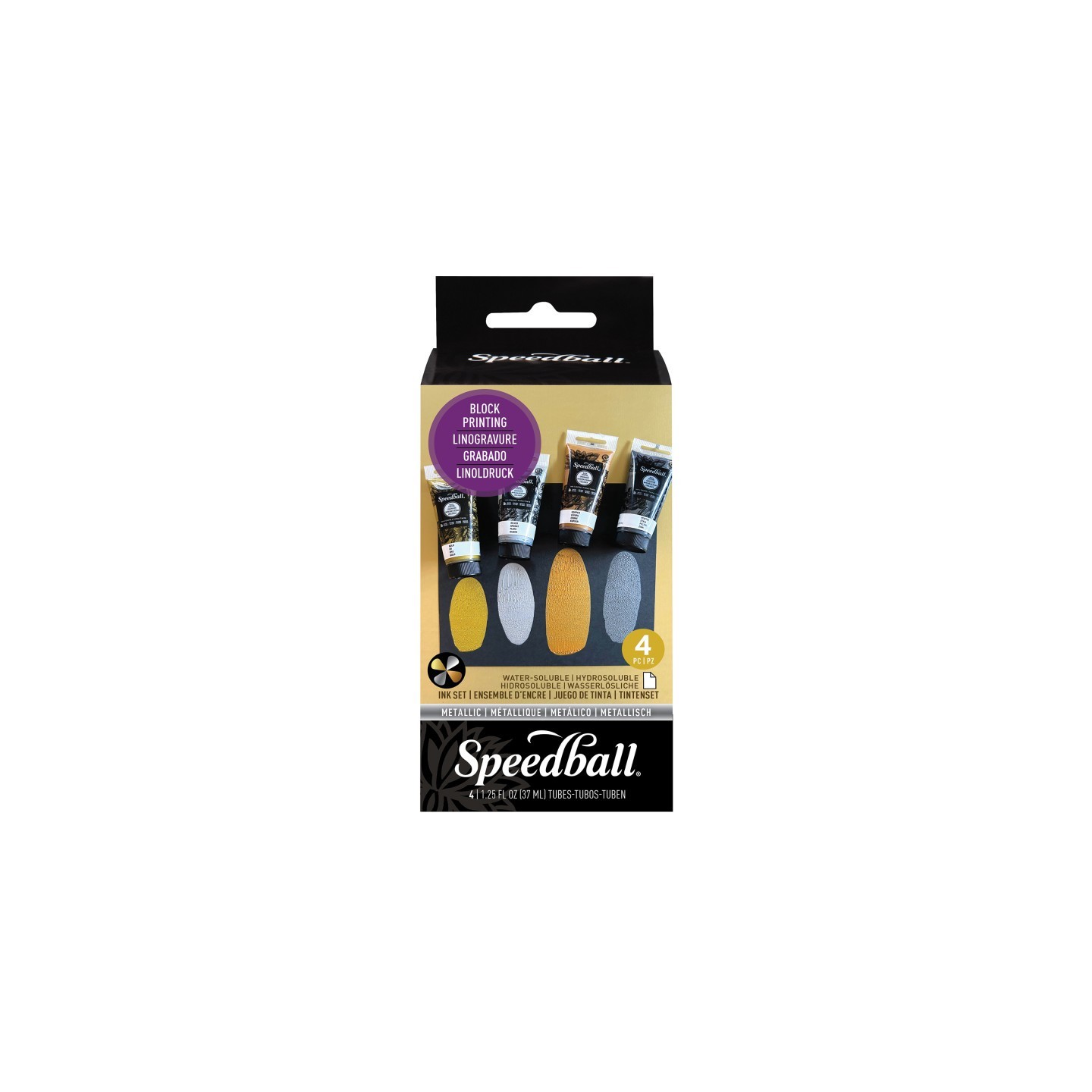 Speedball® Water-Soluble Block Printing Ink, Metallic Colors, 1.25 oz, Set of 4