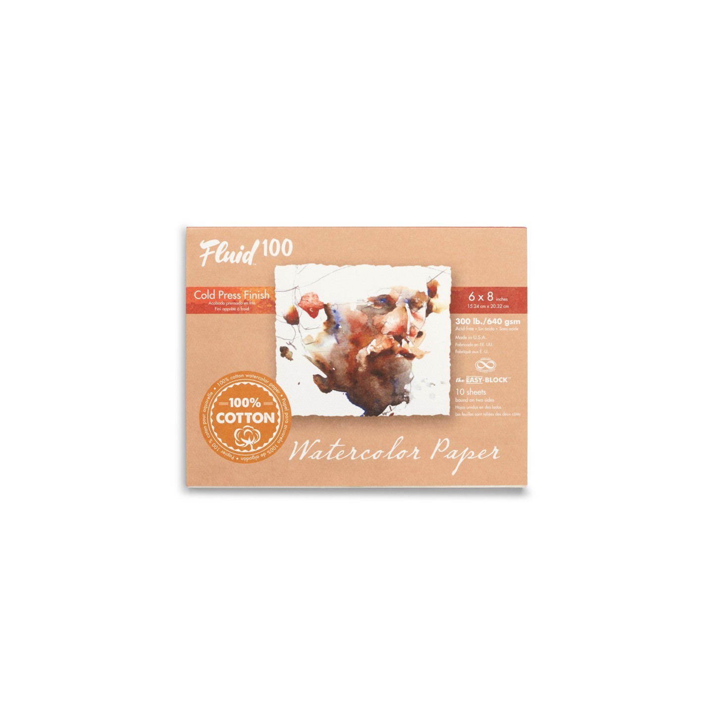 Speedball® Fluid™ 100 Cold Press Watercolor Paper Block, 300 lb (640 GSM), 6x8 in, 10 Sheets