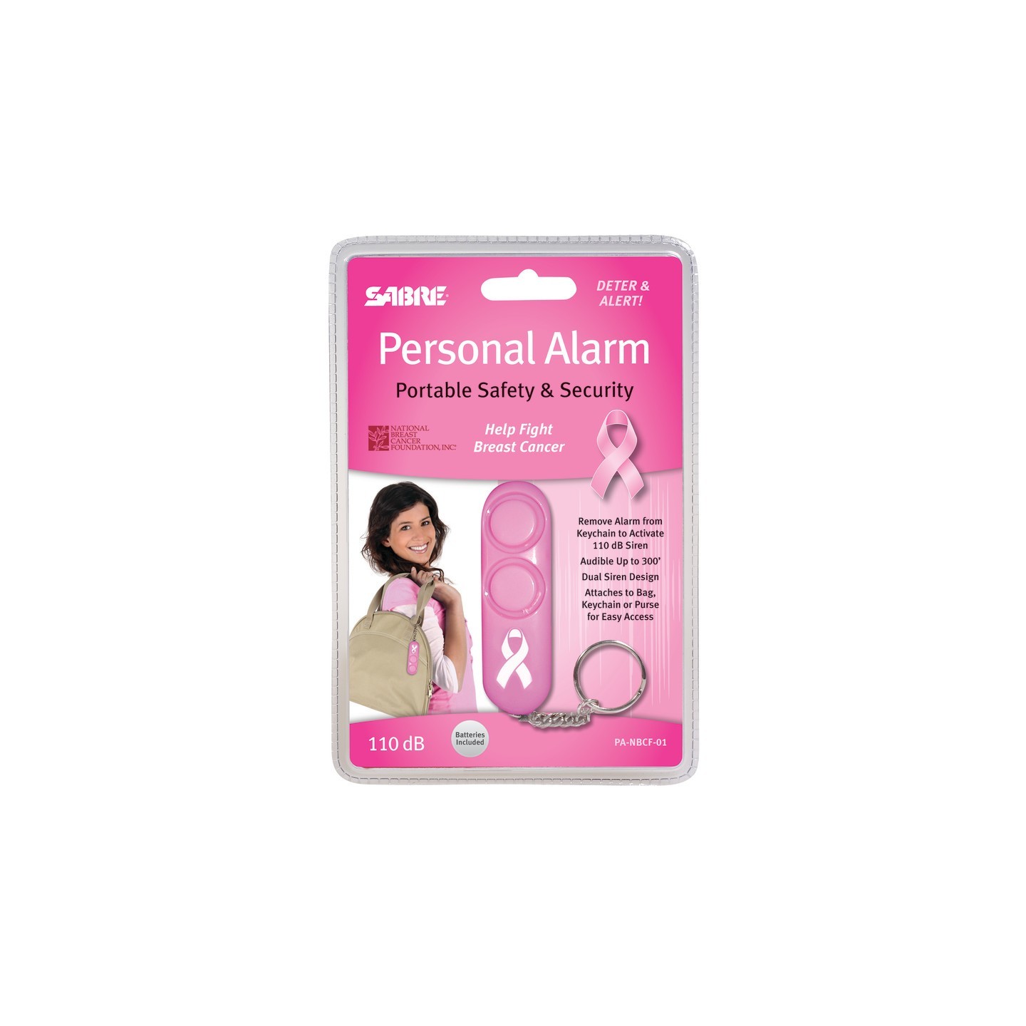 SABRE Personal Alarm - Pink (Supports NBCF)