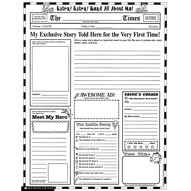Scholastic Teaching Solutions Instant Personal Poster Sets: Extra, Extra, Read All About Me!, Set of 30