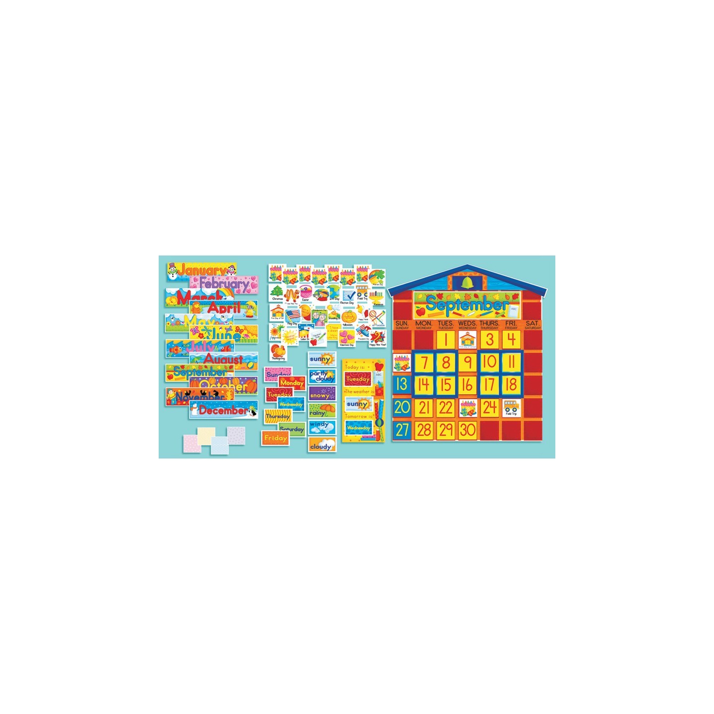 Scholastic Teaching Solutions All-In-One Schoolhouse Calendar Bulletin Board Set, 2 Sets