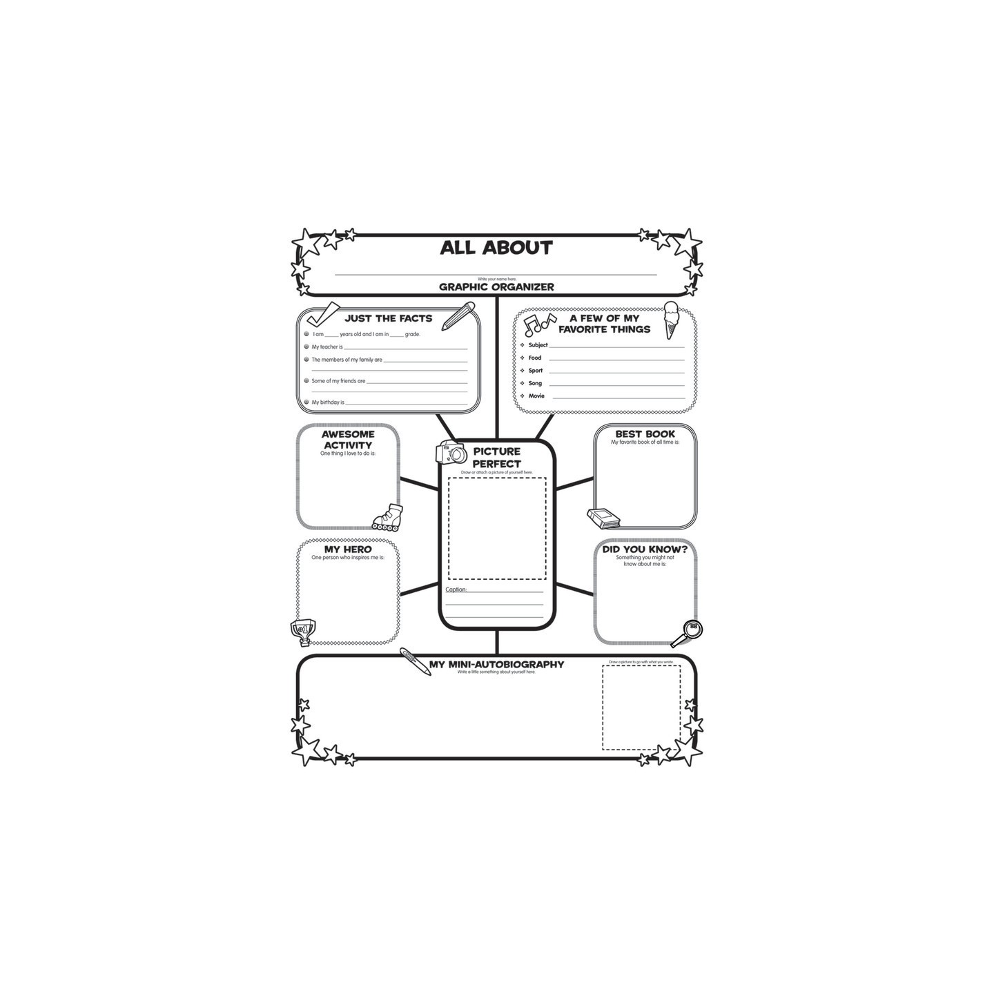 Scholastic Teaching Solutions Graphic Organizer Poster, All-About-Me Web, Grades 3-6