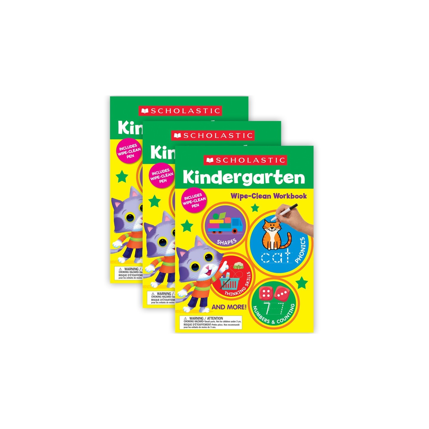 Scholastic Teaching Solutions Kindergarten Wipe-Clean Workbook, Pack of 3