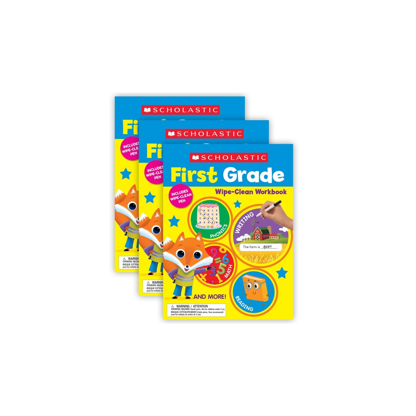 Scholastic Teaching Solutions First Grade Wipe Clean Workbook, Pack of 3