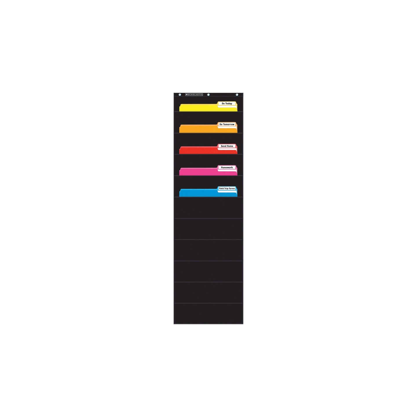 Scholastic Teaching Solutions File Organizer 10-Pocket Chart, 14" x 46-1/2", Black