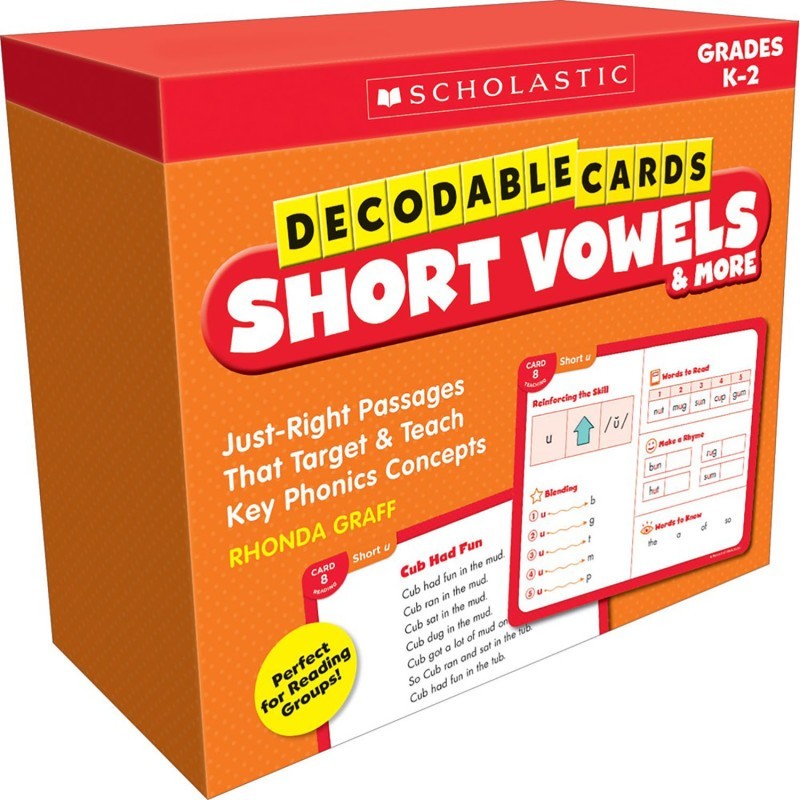 Scholastic Teaching Solutions Decodable Cards: Short Vowels & More