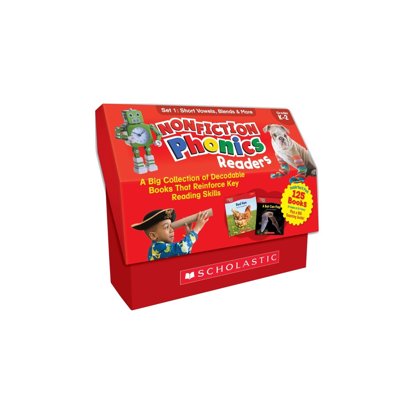 Scholastic Teaching Solutions Nonfiction Phonics Readers: Short Vowels, Blends & More, Multiple-Copy Set, 125 Books