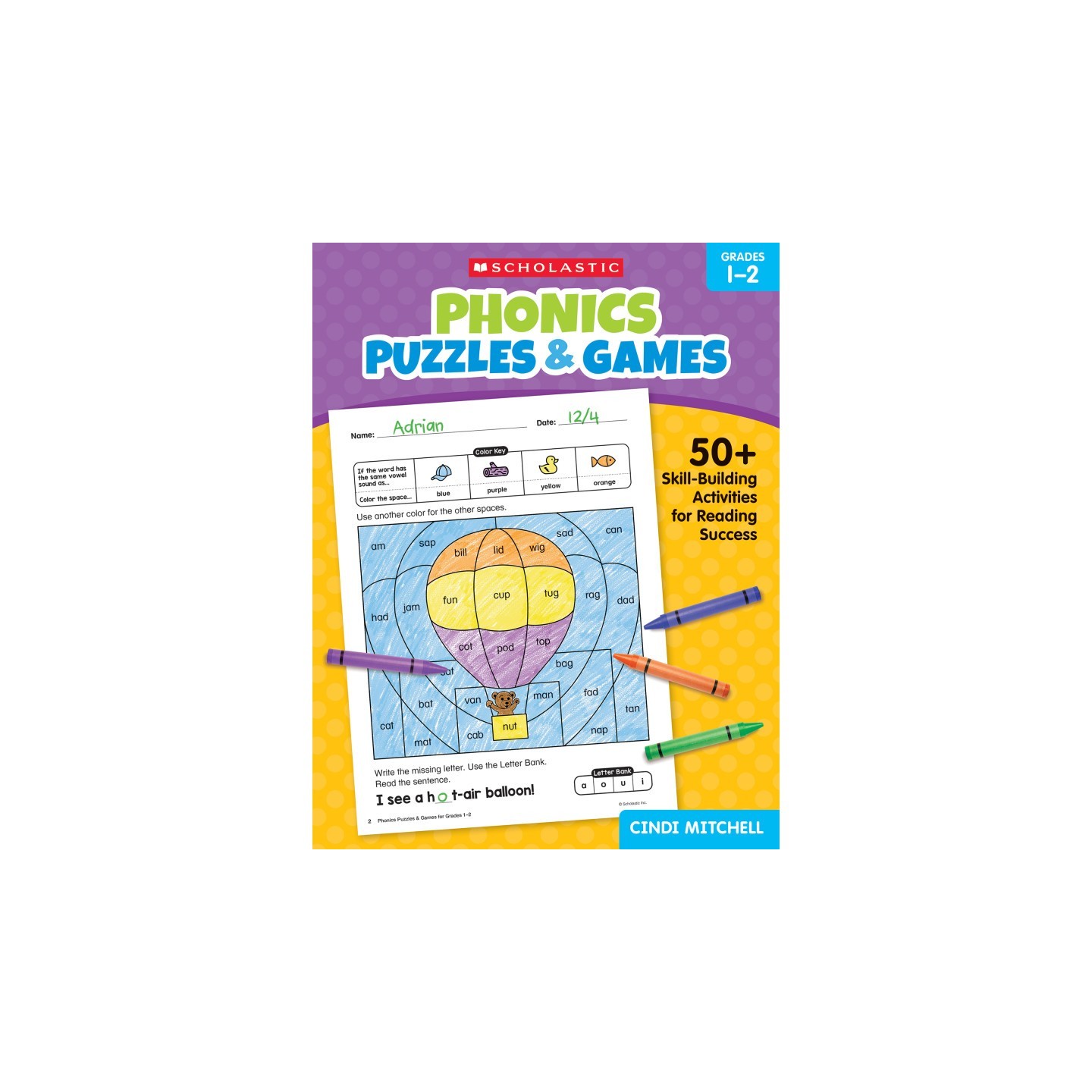 Scholastic Teaching Solutions Phonics Puzzles & Games Activity Book for Grades 1-2