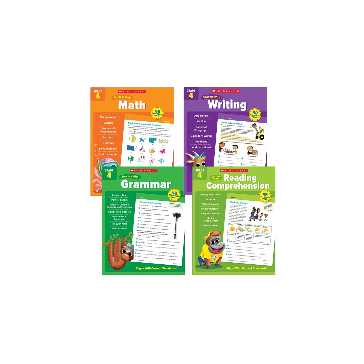Scholastic Teaching Solutions Scholastic Forth Grade Success Workbooks, 4 Book Set