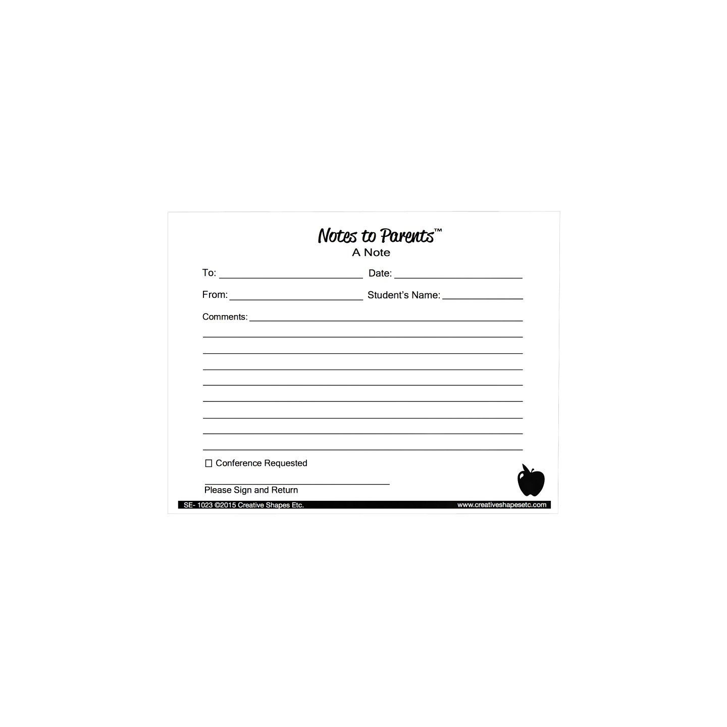 Creative Shapes Etc. Notes to Parents™, Blank Note