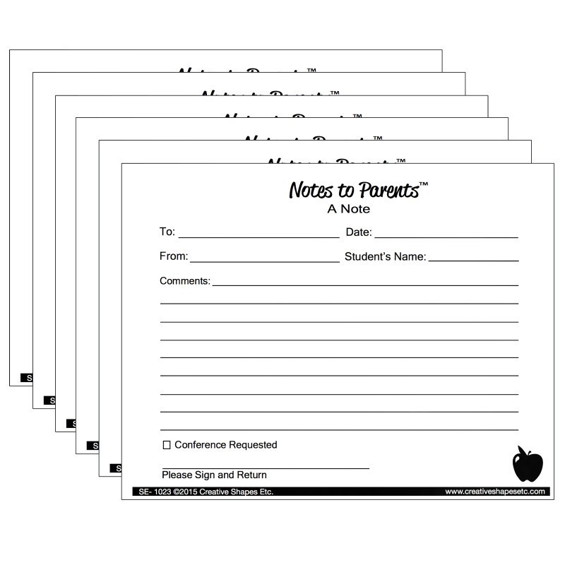 Creative Shapes Etc. Notes to Parents™, Blank Note, 50 Per Pack, 6 Packs