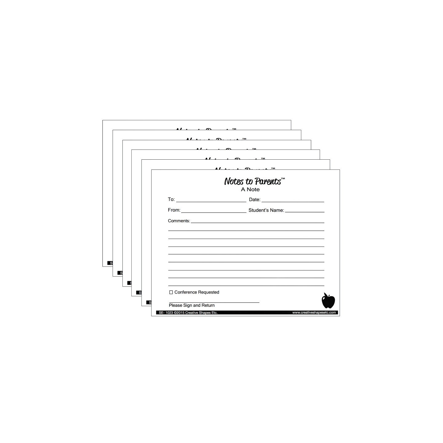 Creative Shapes Etc. Notes to Parents™, Blank Note, 50 Per Pack, 6 Packs