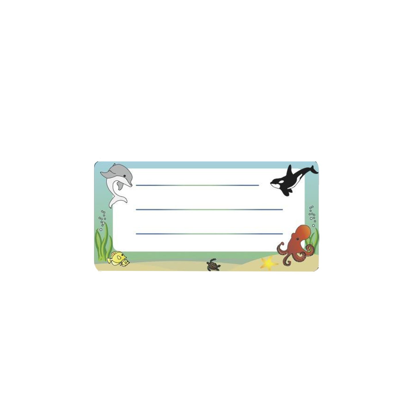 Creative Shapes Etc. Ocean Life Nametags, 1-5/8" x 3-1/4" , Pack of 36