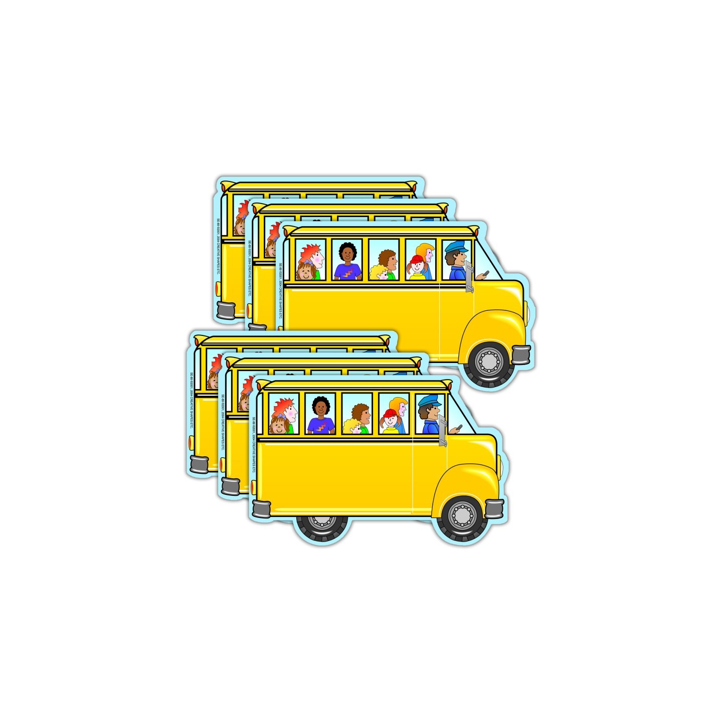 Creative Shapes Etc. Notepad, Bus with Kids, Large, 50 Sheets, Pack of 6