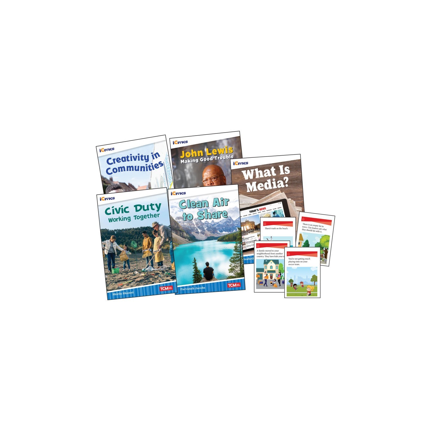 Teacher Created Materials iCivics Grade 3: Community & Social Awareness 5-Book Set + Game Cards
