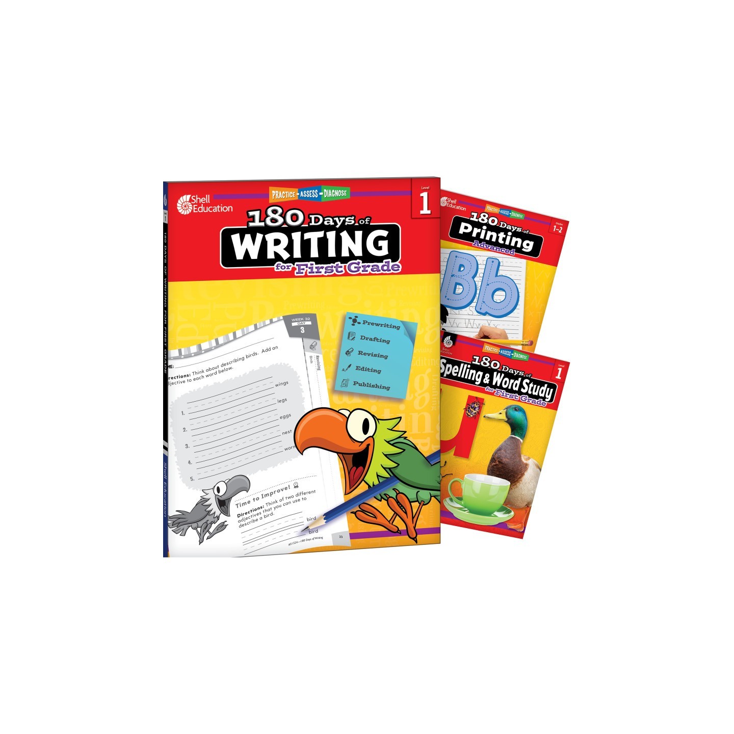 Shell Education 180 Days Writing, Spelling, & Printing Grade 1: 3-Book Set