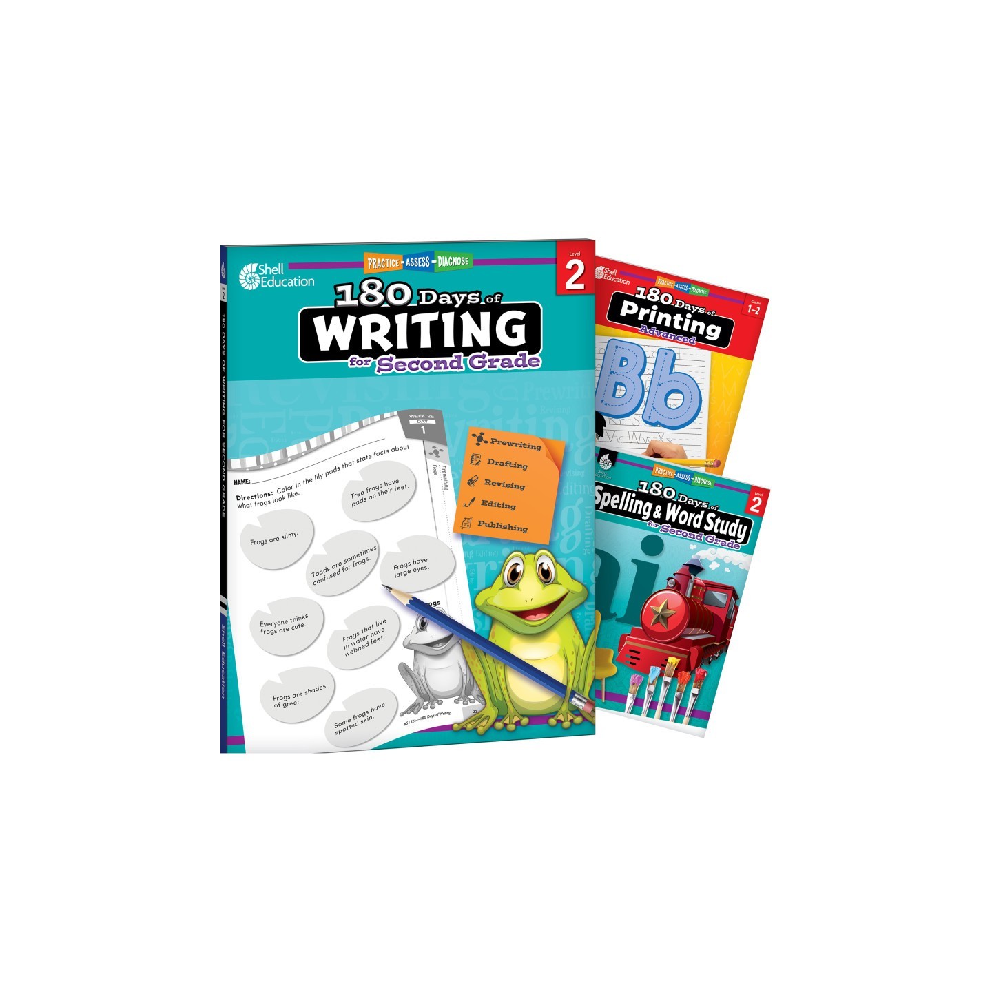 Shell Education 180 Days Writing, Spelling, & Printing Grade 2: 3-Book Set