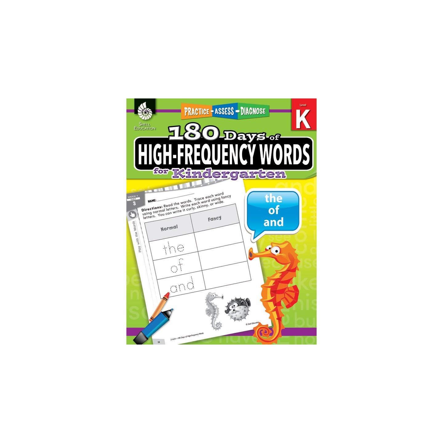Shell Education 180 Days of High-Frequency Words for Kindergarten