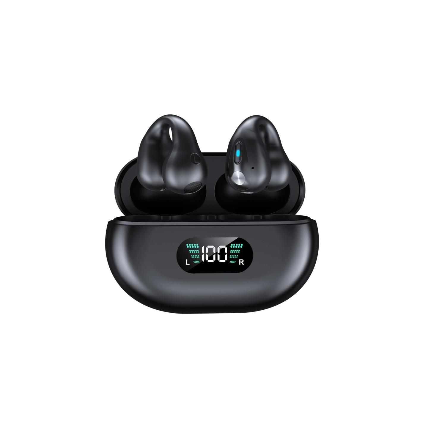 Alpha Digital Wireless Ear Clip Bone Conduction Earbuds, Black