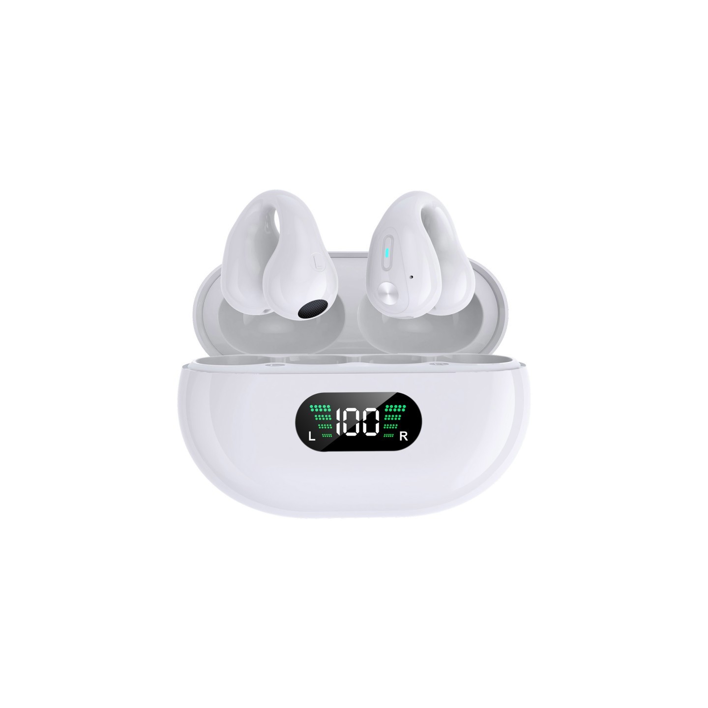 Alpha Digital Wireless Ear Clip Bone Conduction Earbuds, White