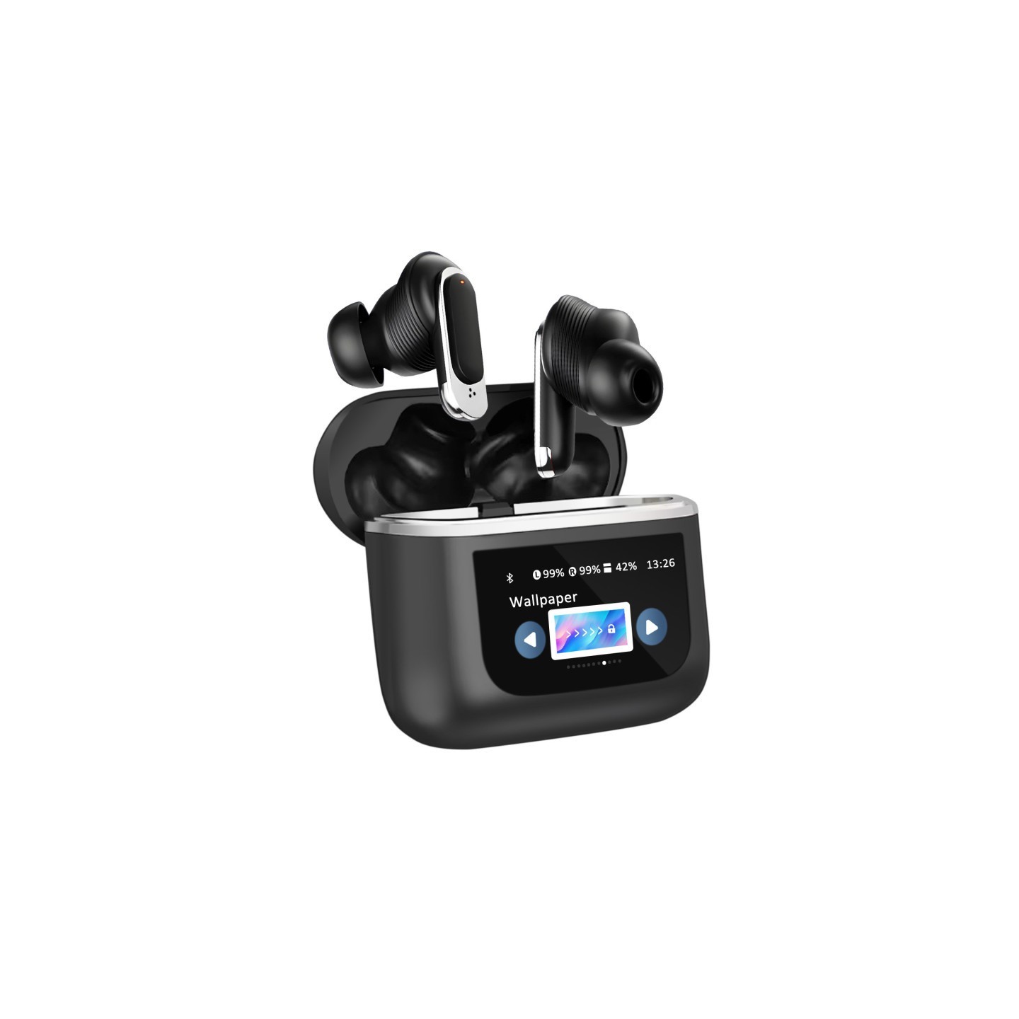 Alpha Digital Wireless Earbuds with LCD Full-Color Touch Screen
