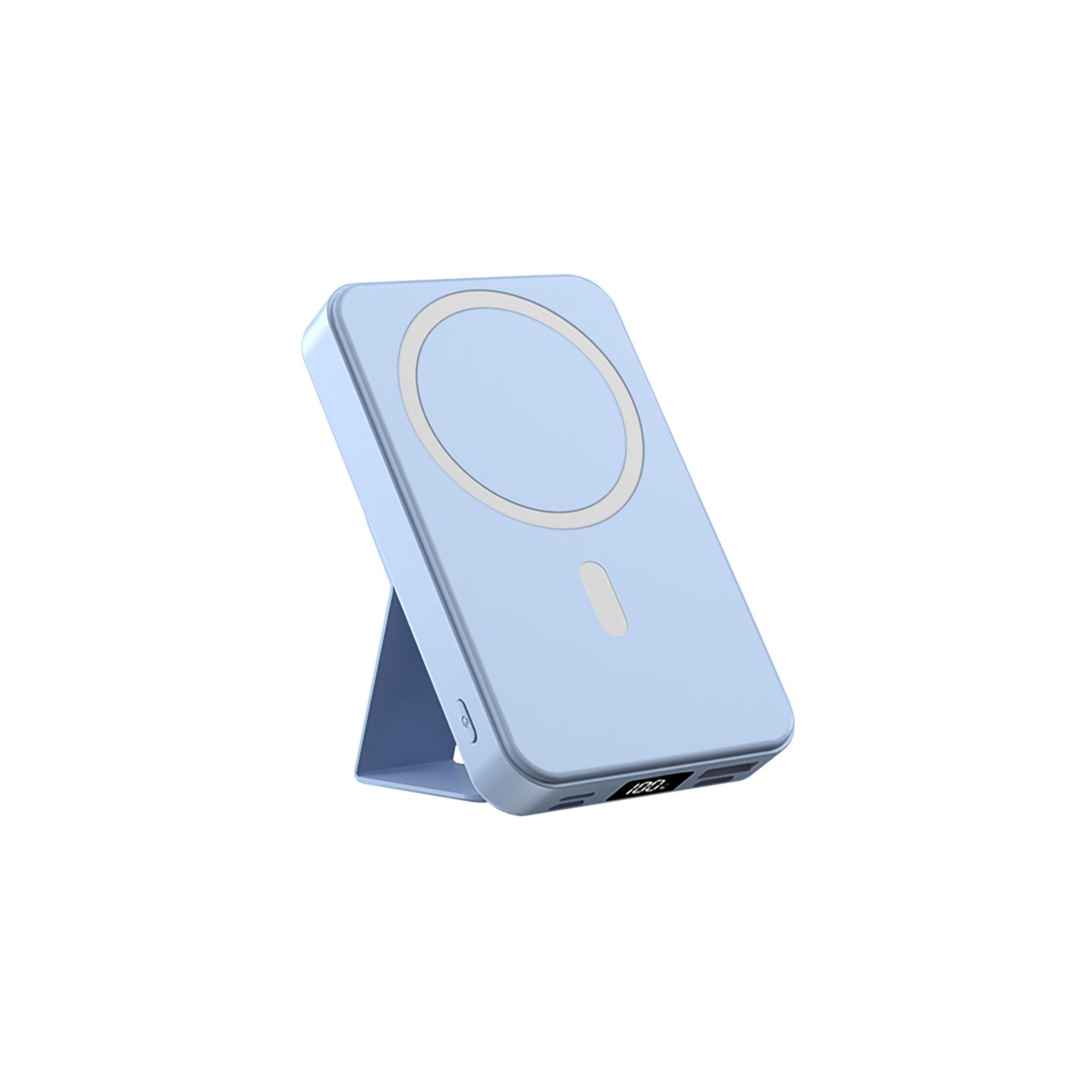 Alpha Digital 10,000mAh Magnetic Wireless Charge Power Bank with Foldable Stand, Blue