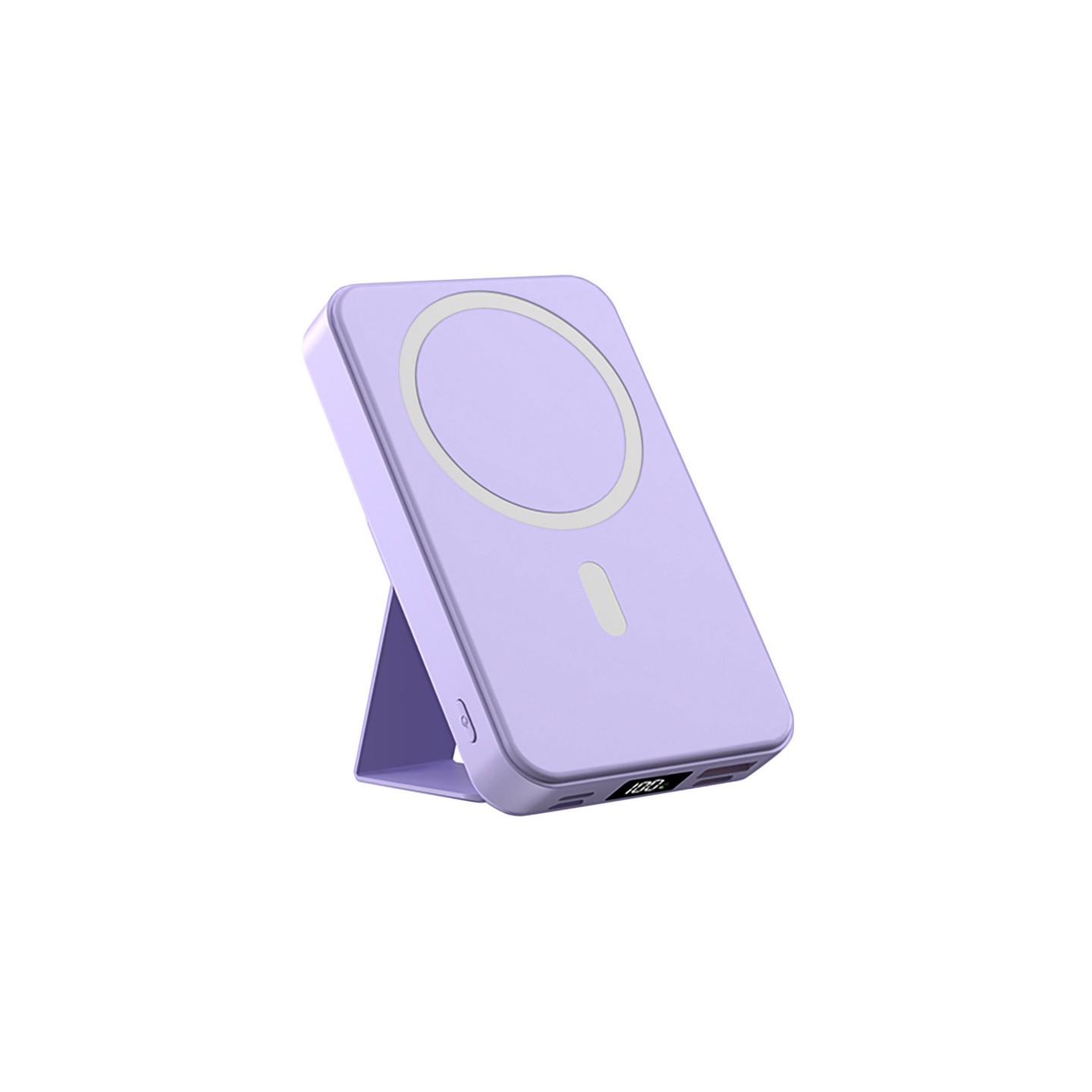 Alpha Digital 10,000mAh Magnetic Wireless Charge Power Bank with Foldable Stand, Purple