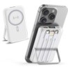 Alpha Digital 10,000mAh Magnetic Wireless Power Bank with Metal Stand + Built-in Cables, White