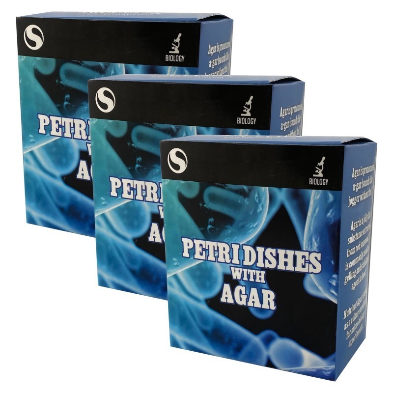 Supertek® Plastic Petri Dish with Agar, 3 Per Set, 3 Sets
