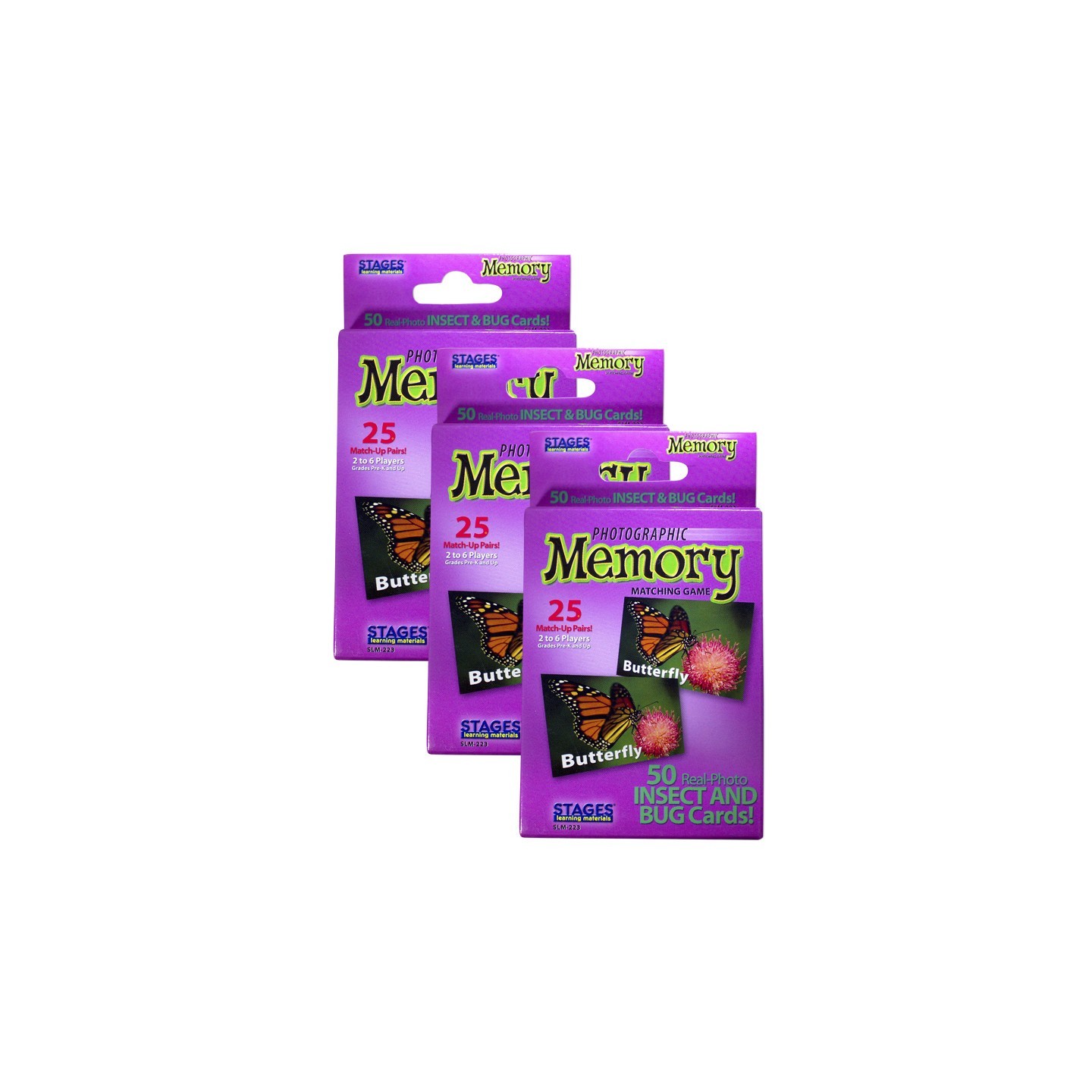 Stages Learning Materials Photographic Memory Matching Game, Insects & Bugs, Pack of 3