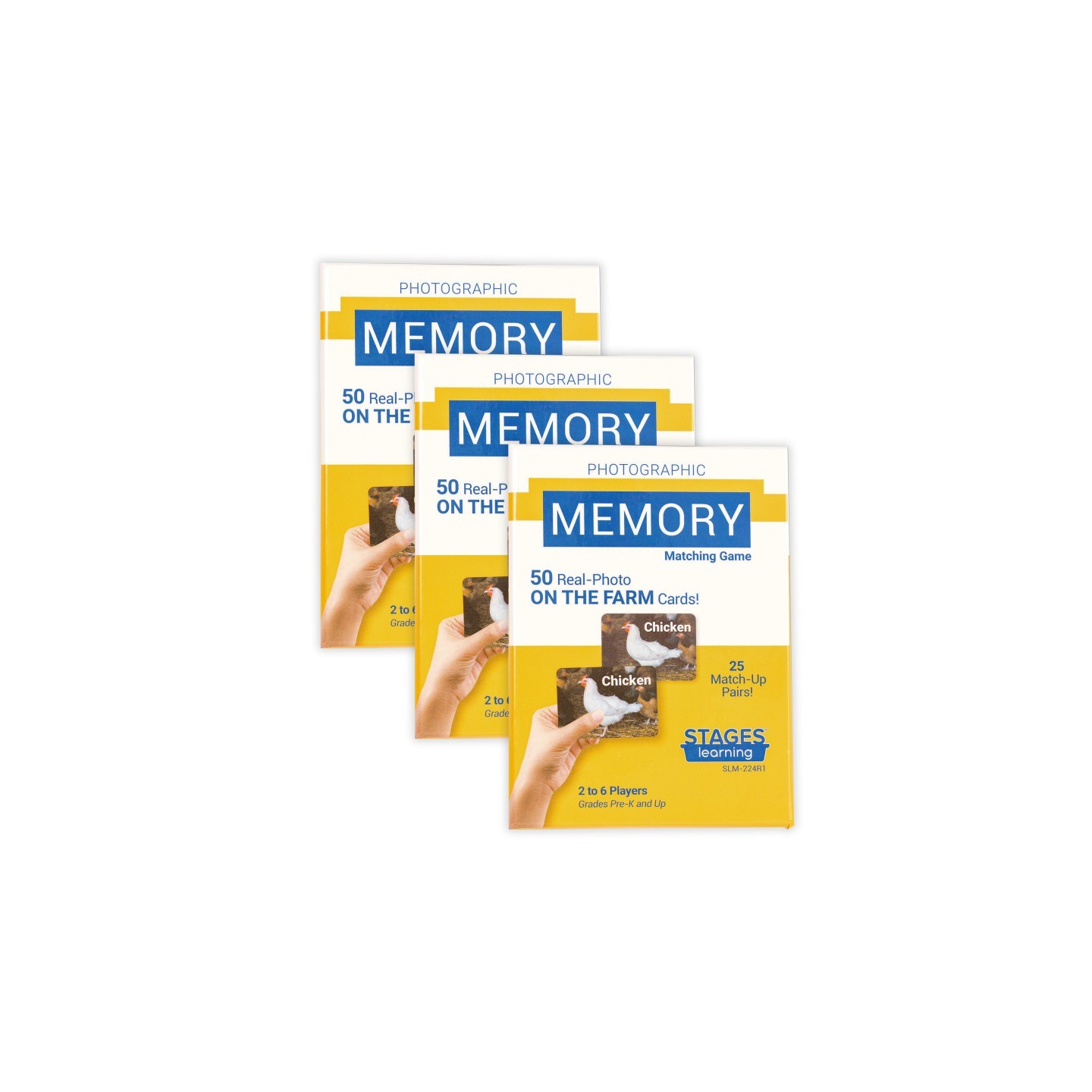 Stages Learning Materials Photographic Memory Matching Game, On the Farm, Pack of 3