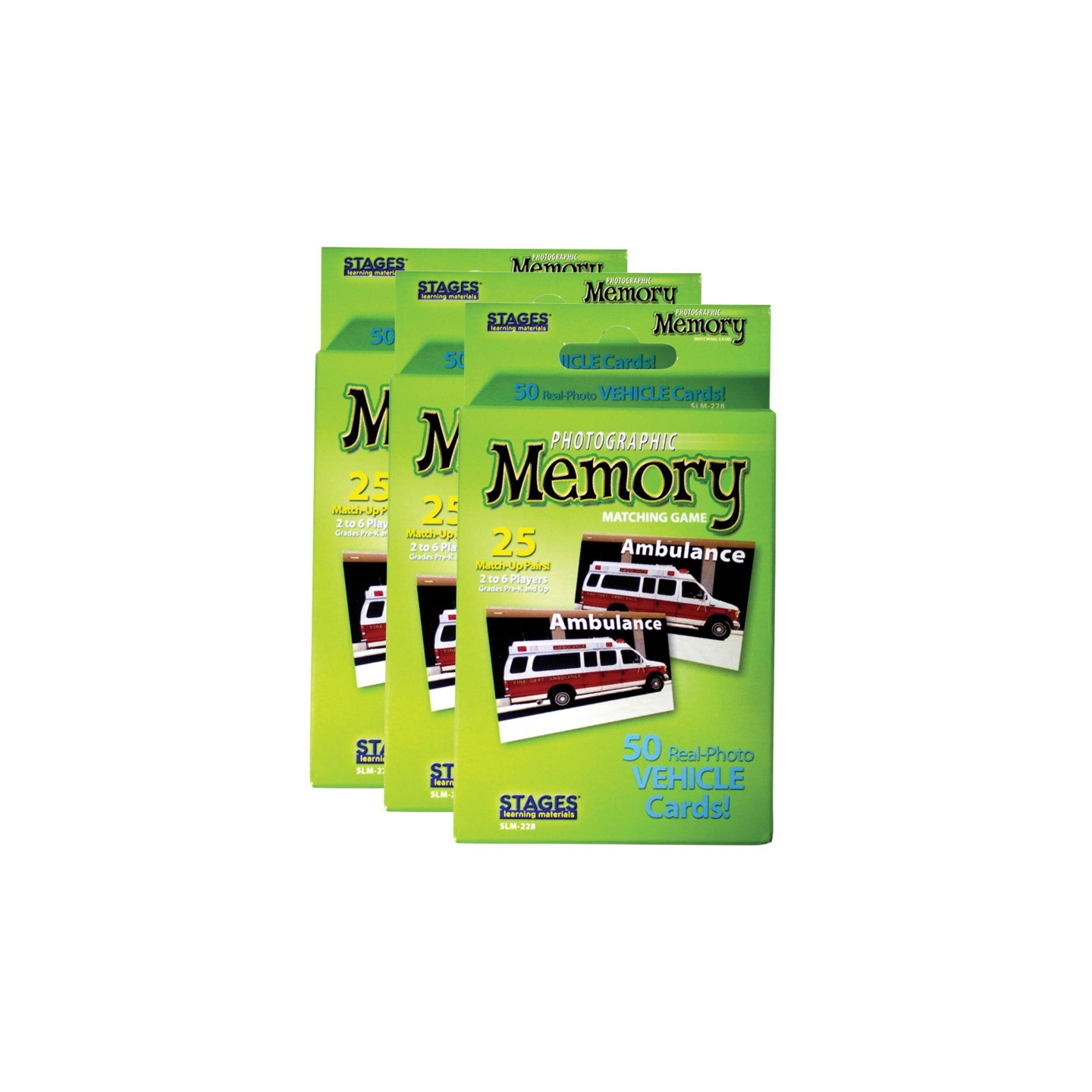 Stages Learning Materials Photographic Memory Matching Game, Vehicles, Pack of 3