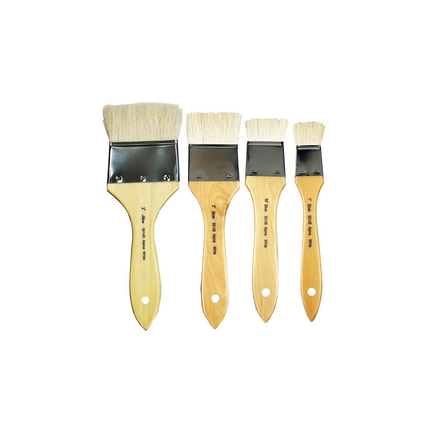 Silver Brush Alpine White Wide Wash & Blend Background Brush Set, 4 Brushes