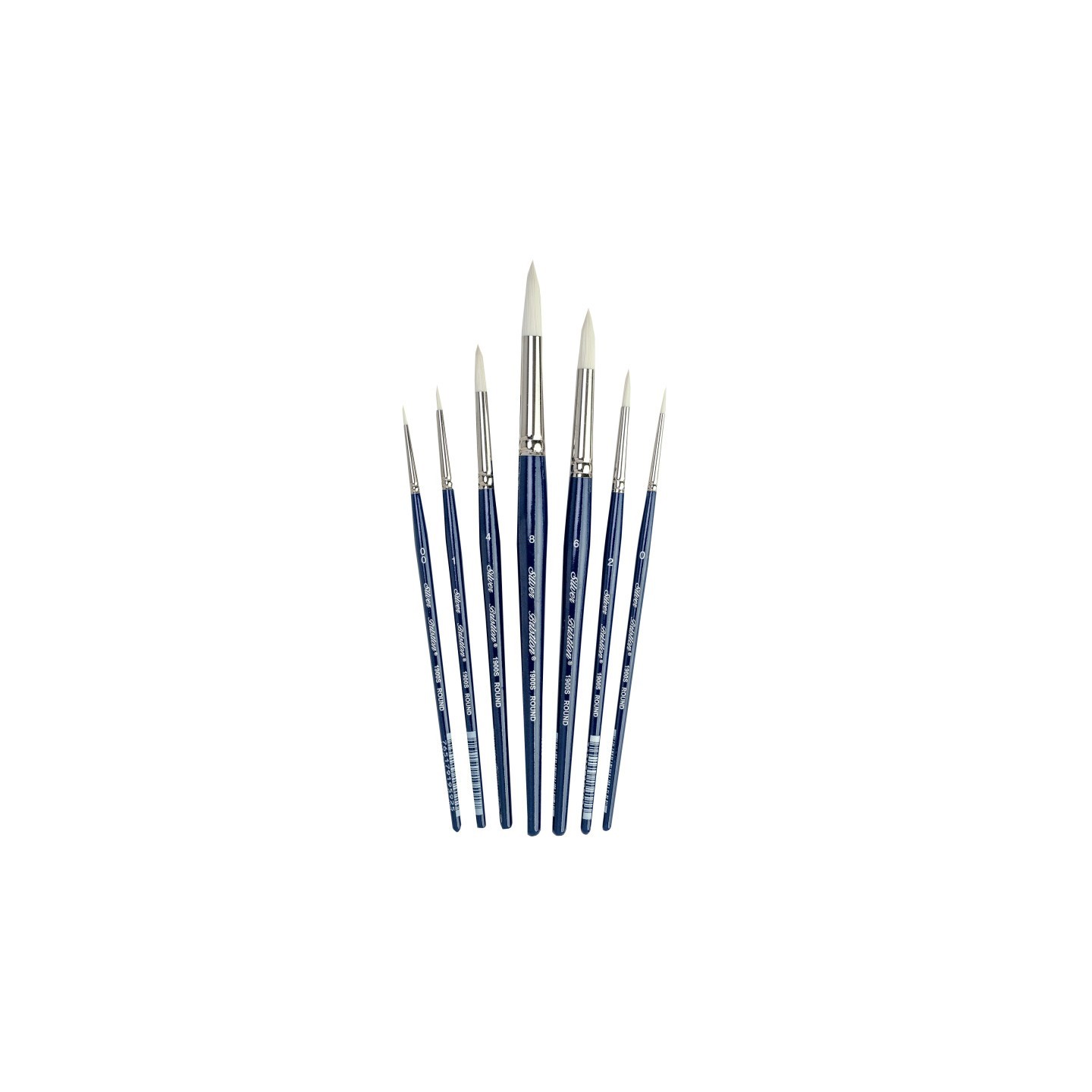 Silver Brush Bristlon Short Handle Round Brushes, Set of 7